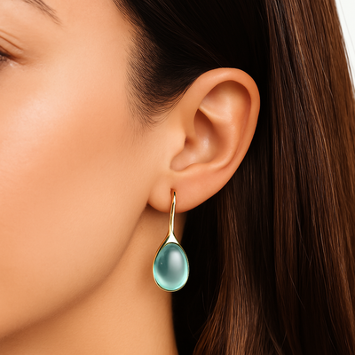 Luna Lucas | Drop Earrings | Blue Teardrop Quartz Gold