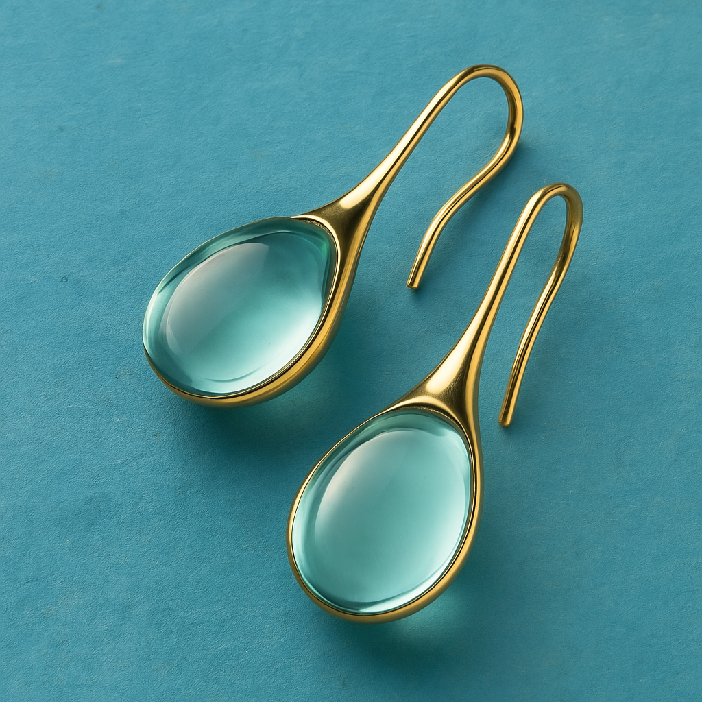 Luna Lucas | Drop Earrings | Blue Teardrop Quartz Gold