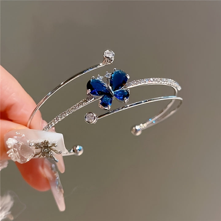Bracelete de mariposa fría azul, pulsera pequeña de tres capas estilo antiguo nuevo