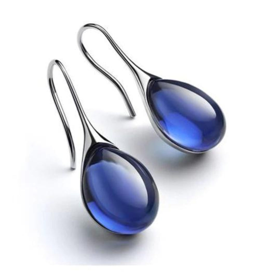 Luna Lucas | Drop Earrings | Blue Teardrop Quartz Gold