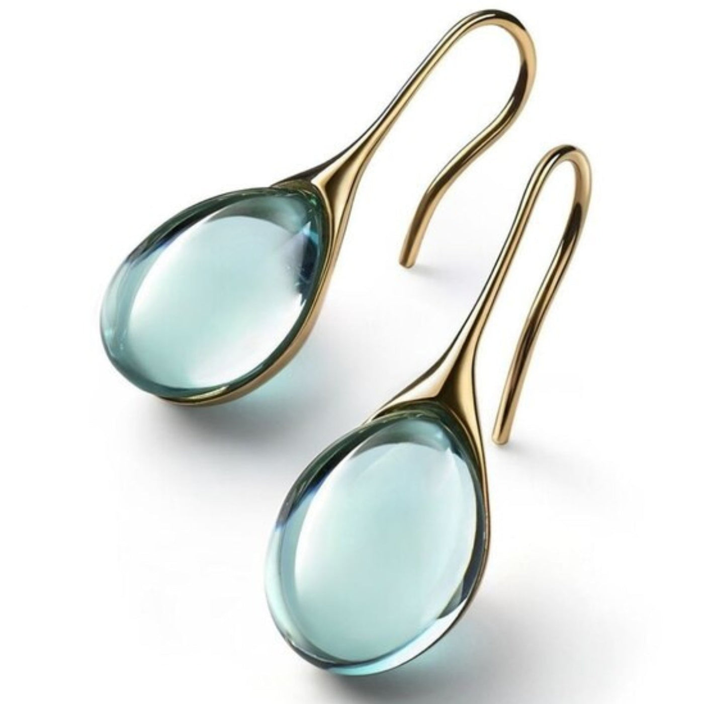 Luna Lucas | Drop Earrings | Blue Teardrop Quartz Gold