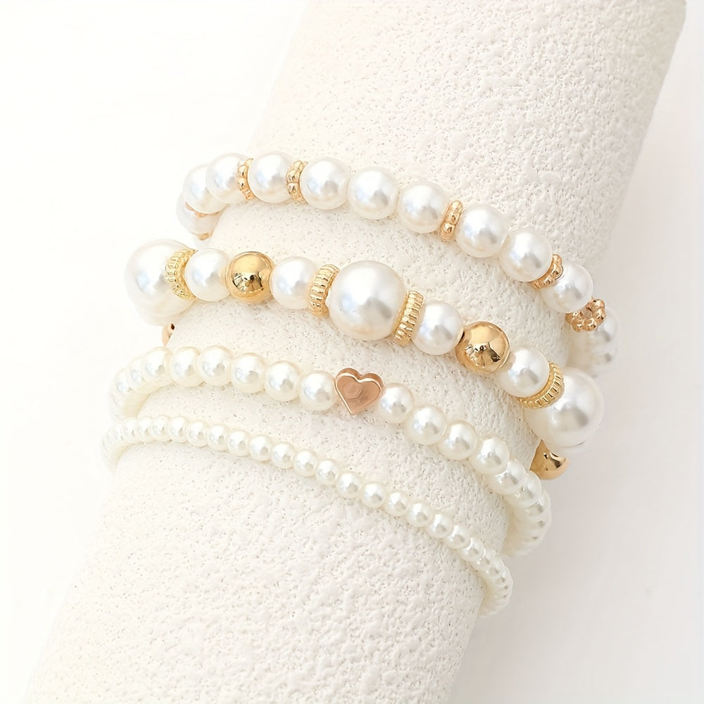 Pearl Softness – Set of White Beaded Bracelets