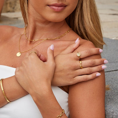 Luna Lucas | Honeycomb Statement Ring | Gold-Tone Stainless Steel with Hexagon-Cut Stone