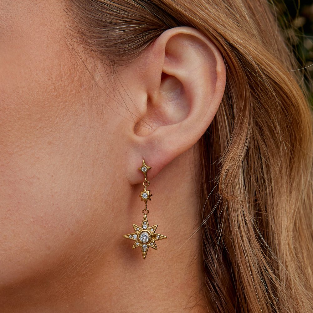 Luna Lucas | Celestial Drop Earrings | Gold-Plated Brass