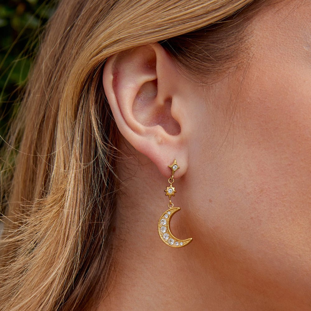 Luna Lucas | Celestial Drop Earrings | Gold-Plated Brass