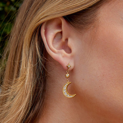 Luna Lucas | Celestial Drop Earrings | Gold-Plated Brass