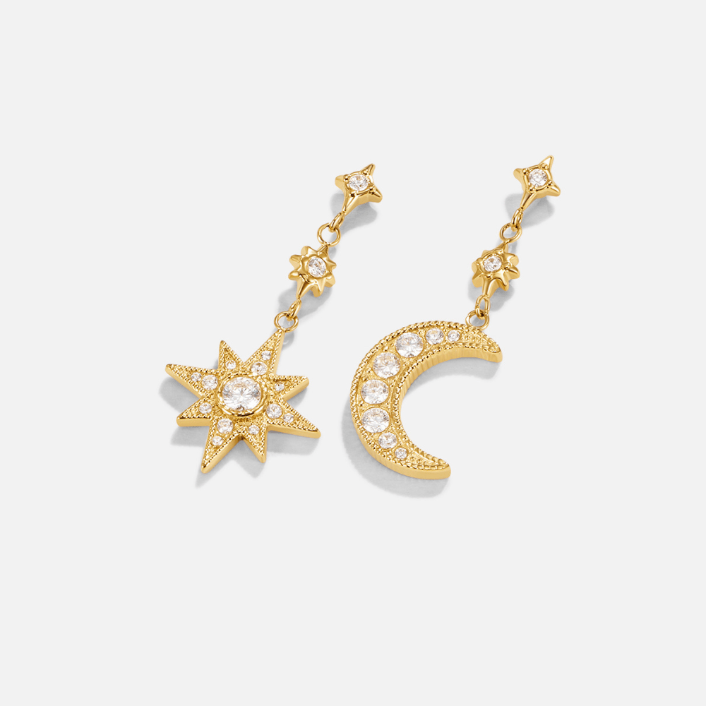 Luna Lucas | Celestial Drop Earrings | Gold-Plated Brass