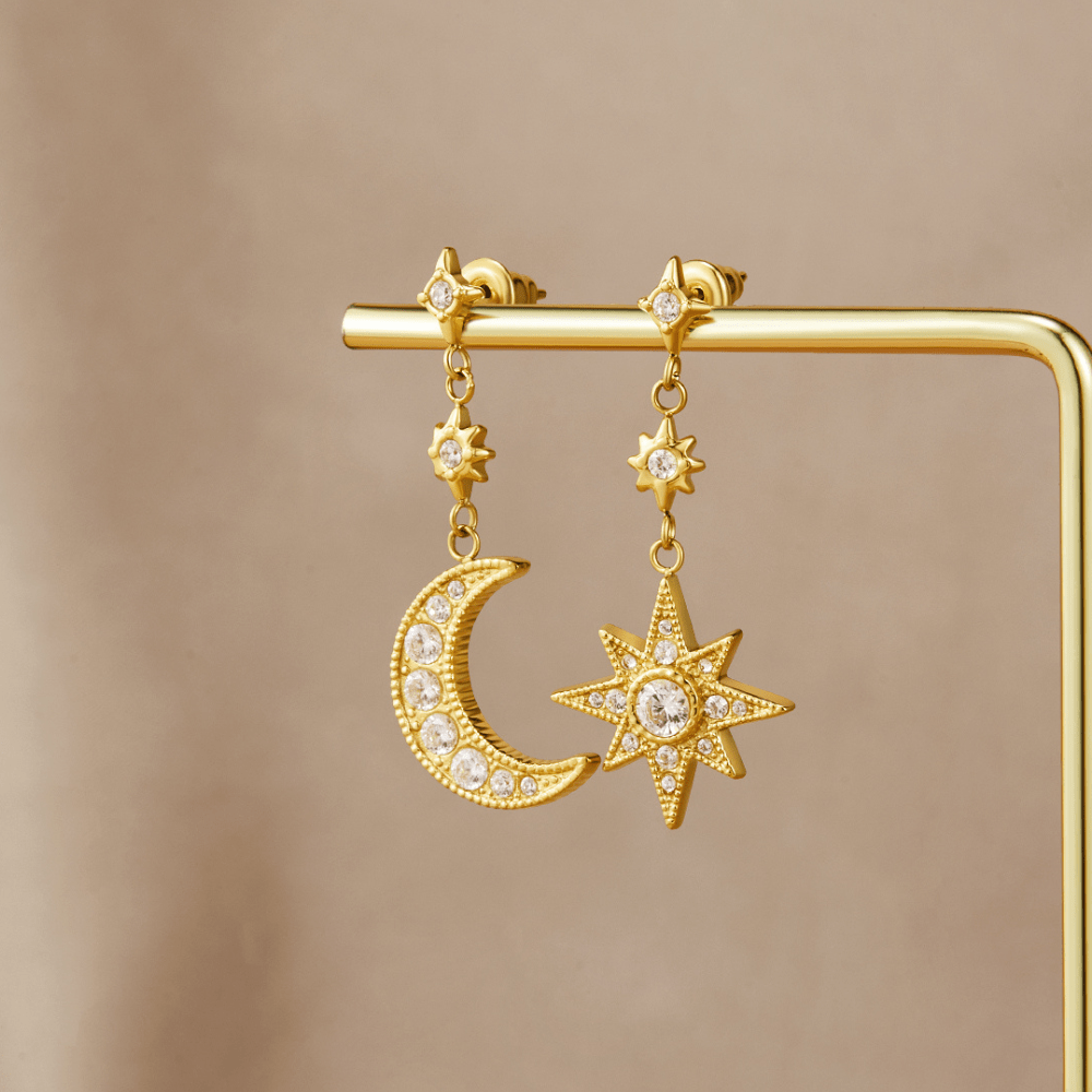 Luna Lucas | Celestial Drop Earrings | Gold-Plated Brass